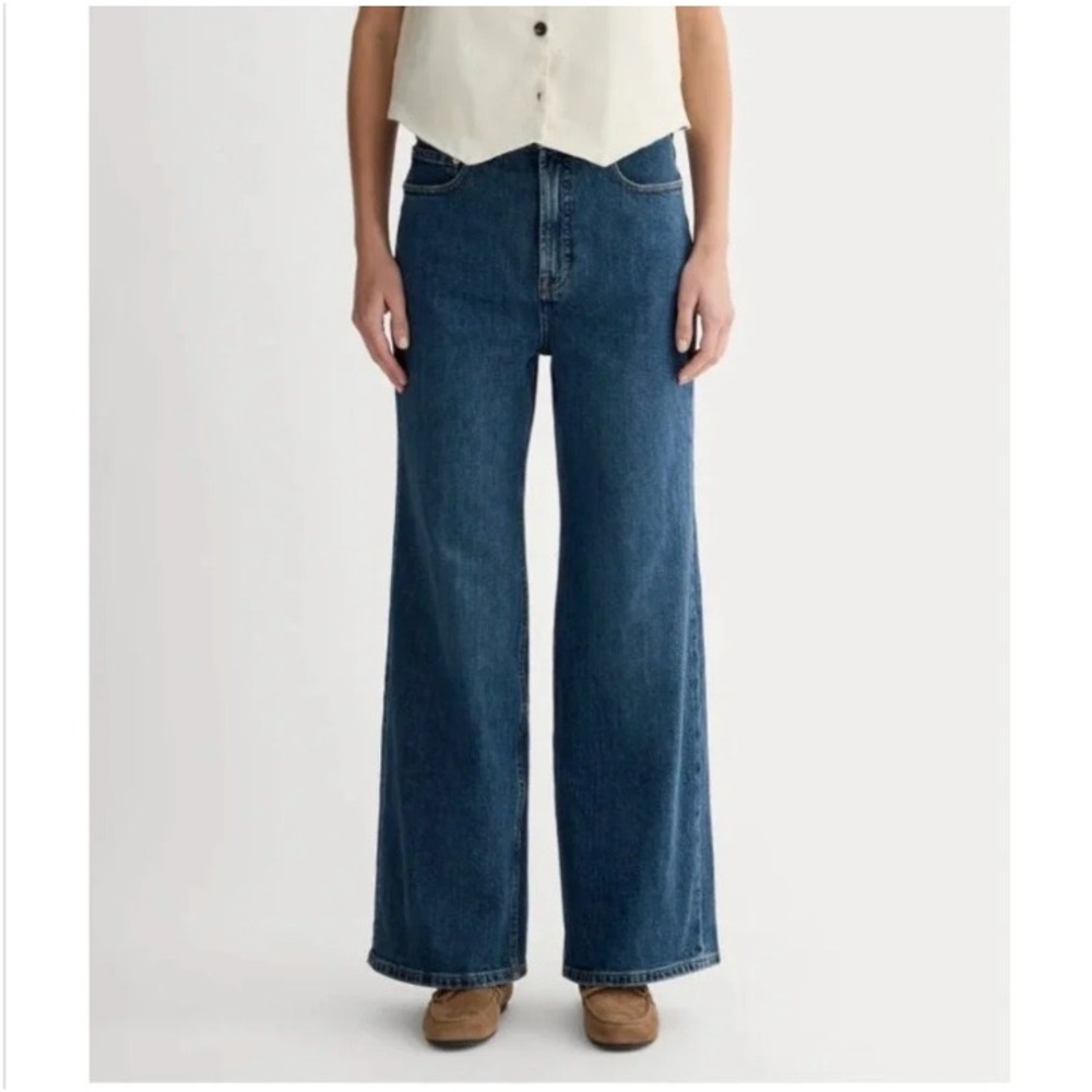 Everlane Women Way-High Sailor Jean 30 Reg Blue Wide Leg High Rise Denim 30 x 29
